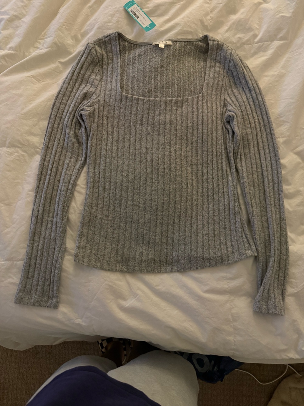 Nine Britton LS Ribbed Square Neck Top (M)